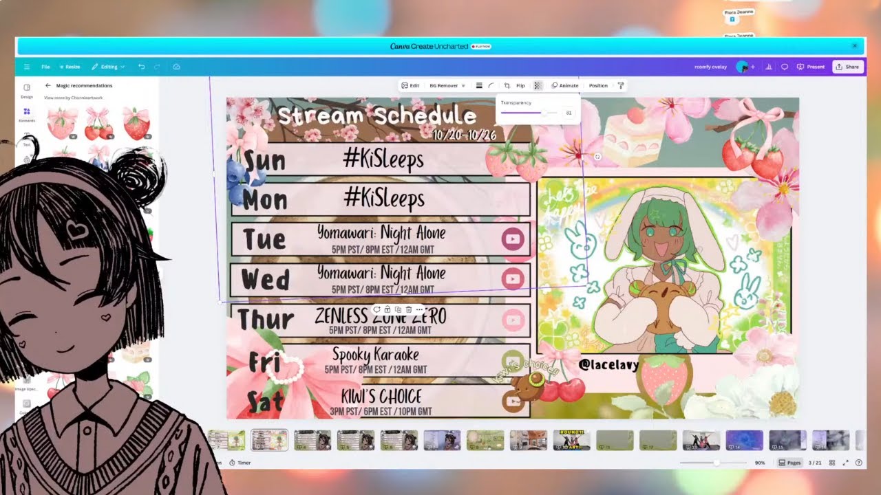 Canva n Coffee | making spring themed streaming assets🌸🍒 