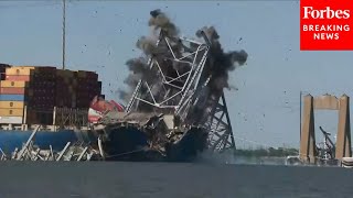 JUST IN: A Portion Of The Francis Scott Key Bridge Is Demolished Using Small Explosives
