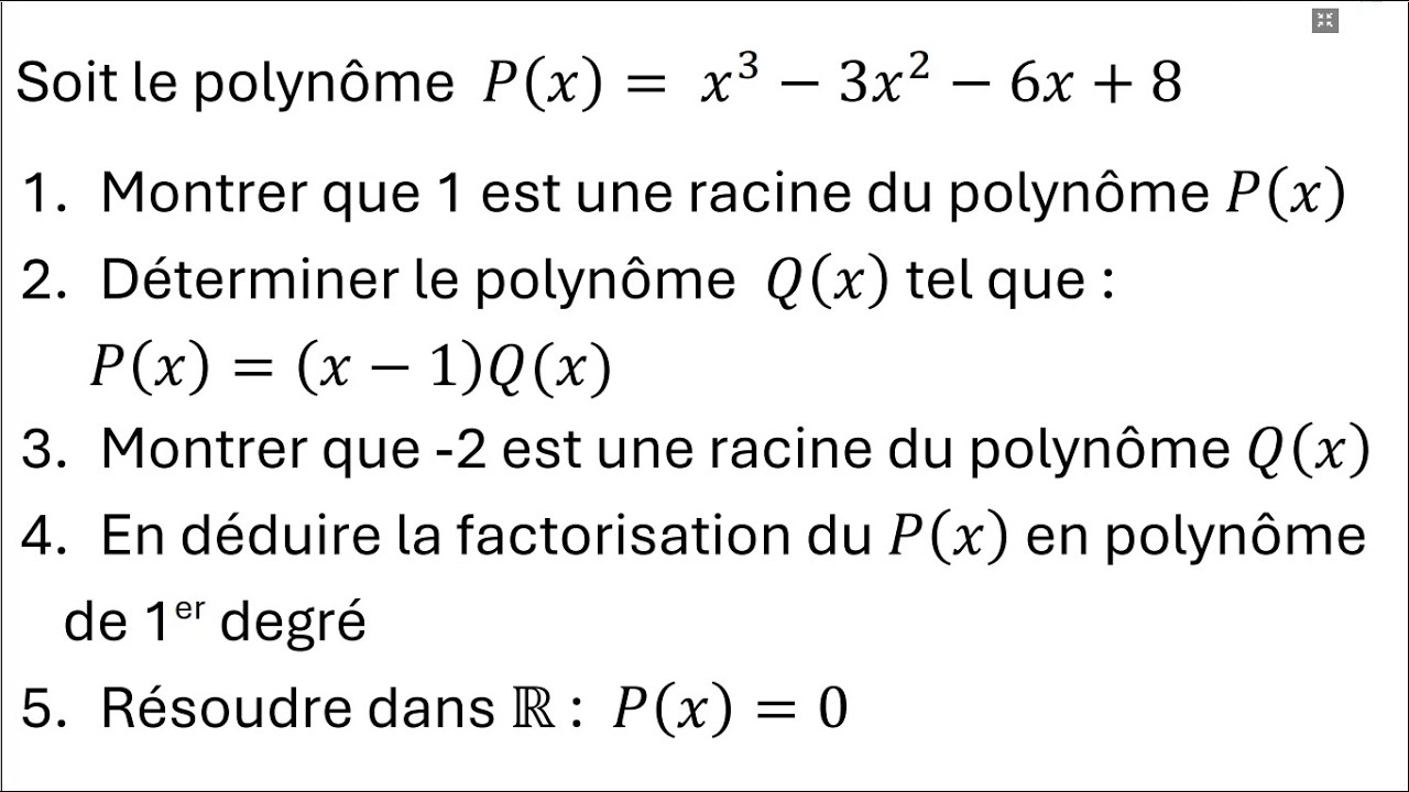 Les polynômes - division euclidienne -  Tronc commun Exercice très important