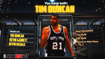 NBA 2K21 TIM DUNCAN BUILD | ALL-AROUND SKILLED PF BUILD W/ HOF BLOCKS & POST-SCORING | OP FINISHING