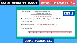 Floating Point Numbers : Addition | Problem : 2 | Computer Arithmetics