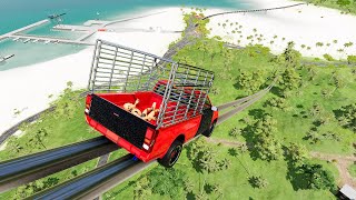 ไหลรถบนเสาเหล็ก ลงจากที่สูง!จะเป็นยังไง BeamNG.drive #ep111