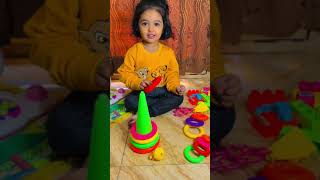 learn sizes and colours with stacking ring toy | playing with stacking ring #miroovlogs #shorts #toy