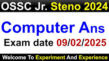 OSSC Jr Steno 2024-25 Computer Paper Ans #ossc #osscexam