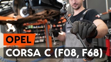 How to change front anti roll bar link on OPEL CORSA C (F08, F68) [TUTORIAL AUTODOC]