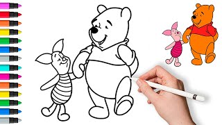 How To Draw Winnie The Pooh Easy | How To Draw Piglet Step By Step | Painting And Coloring For Kids