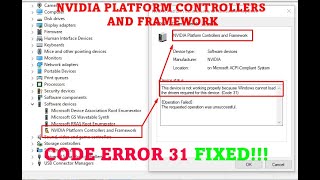 FIX Nvidia Platform Contollers and Framework CODE 31!!!