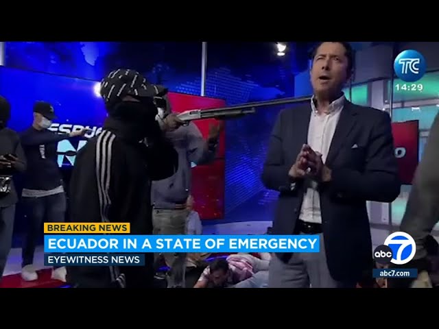 Armed men take over Ecuador TV news studio during live broadcast class=
