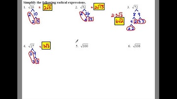 Algebra 1: 10.2 Notes: Example 1 - Simplifying Radical Expressions