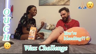 GIRLFRIEND WAXES BOYFRIENDS LEGS! (WAX CHALLENGE)