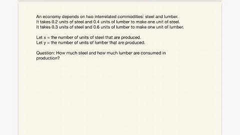 Input-Output Matrices - Forming the Matrix