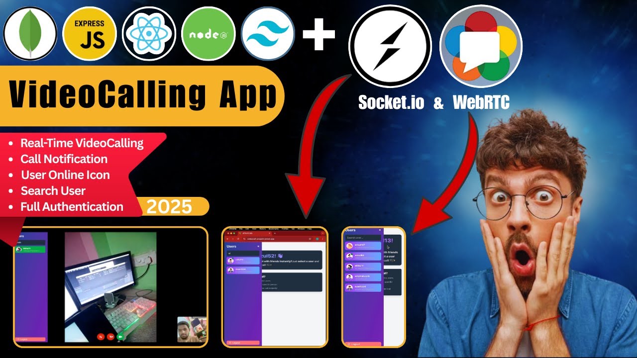 Real-Time VideoCalling App Using MERN & WebRTC & Socket.io || WebRTC || Socket.io || React || Nodejs
