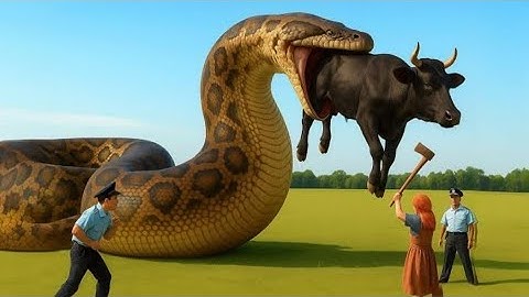 Heroic Rescue Team Saves Greedy Cow from Giant Python