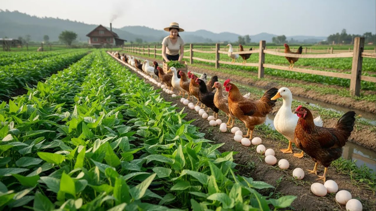 How girls harvest vegetables to feed chickens and ducks - Garden harvest - Daily harvest