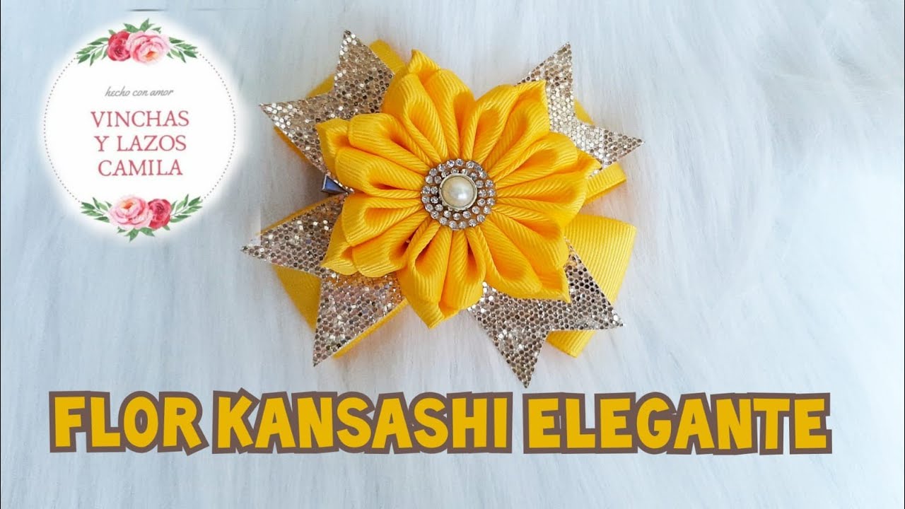 Flor kansashi Elegante 🌸|🎀VINCHAS Y LAZOS CAMILA 🎀
