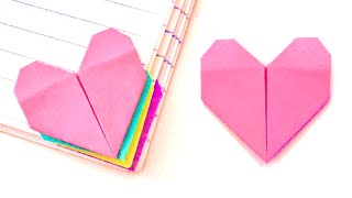 Easy Sticky Note Origami  Heart Bookmark / Post it Origami / Paper Origami Heart Bookmark