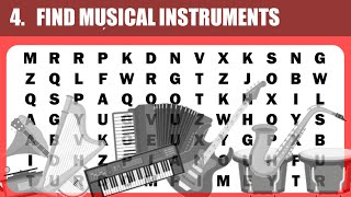 PUZZLE No 30 I FIND MUSICAL INSTRUMENTS 🎷🎹🥁 I WORD SEARCH |