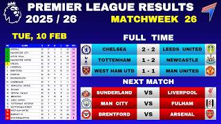 Epl Results Today - Matchweek 26 Epl Table Standings Today Che V Lee Eve V Bou Tot V New