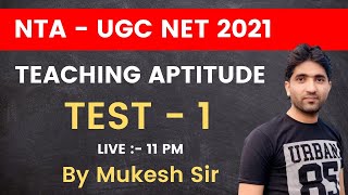 1100 Pm  Ugc Net 2021  Teaching Aptitude By Mukesh Sir   Test 1