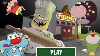 Oggy trying to escape from Papa pizzeria!😱