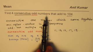 Find four consecutive odd numbers with Sum 104