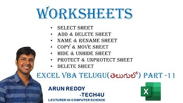 EXCEL VBA TELUGU PART - 11 || WORKSHEET || ADD & DELETE SHEET || HIDE & UNHIDE SHEET || COPY & MOVE