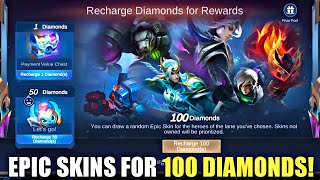 GET EPIC SKIN ONLY WITH 100 DIAMONDS | MOBILE LEGENDS NEW EVENT