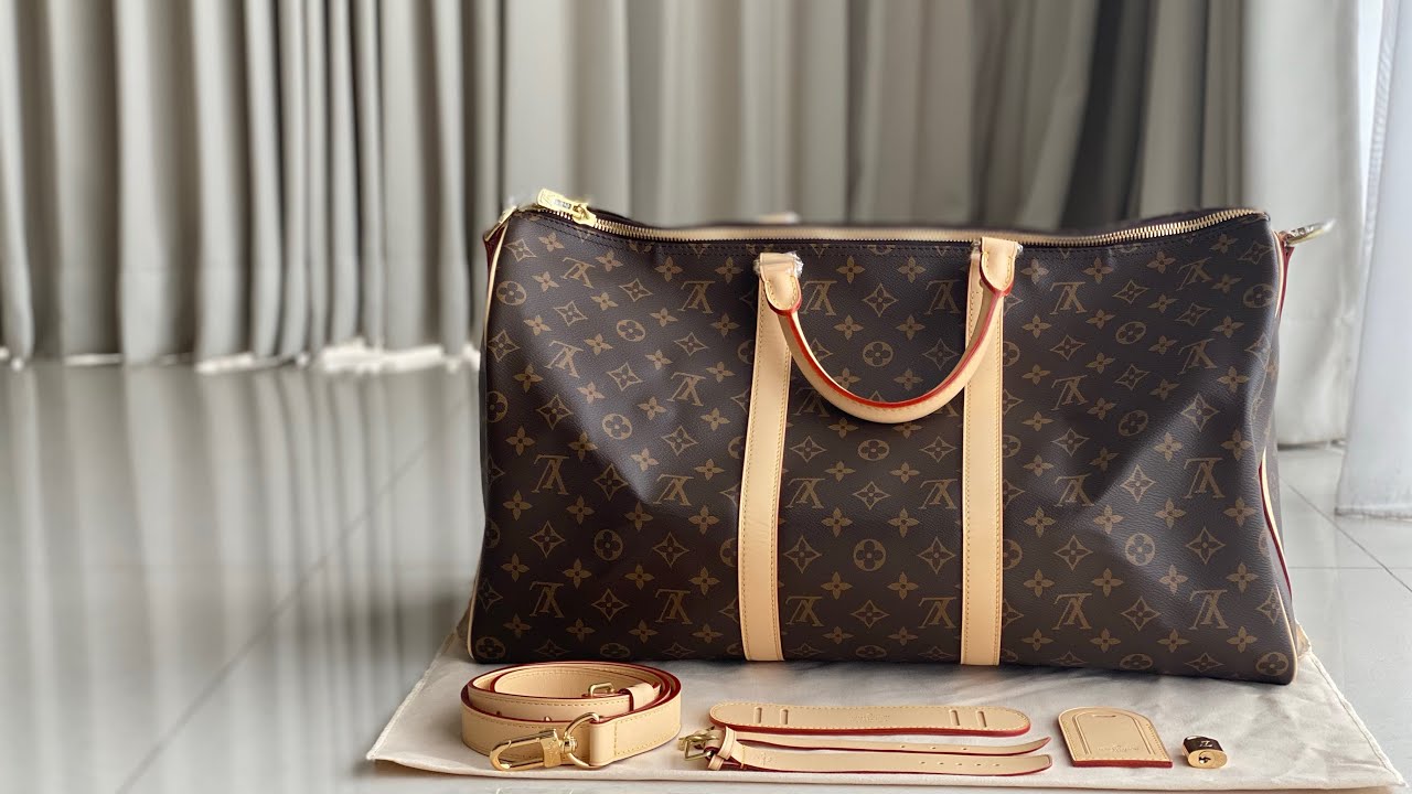 Louis Vuitton ECLIPSE Keepall Bandouliere (Review + Unboxing + Try On) 45  Monogram - Virgil Abloh 