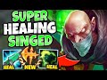 *PROXY IN BASE* SINGED HEALING BUILD MAKES YOU IMPOSSIBLE TO KILL - League of Legends