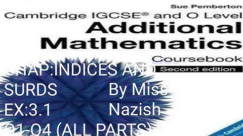 Additional Mathematics by Sue Pemberton-Ex 3.1 Q1-Q4 (all parts)