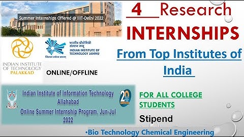 4 Research INTERNSHIP programs from Top Institutes | Biotech & Lifescience | Stipend | All students