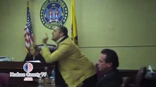 Freeholder Jose Munoz and Town Attorney Gilberto Garcia engage in verbal warfare