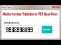 VBA: User form Validation for Mobile Number input