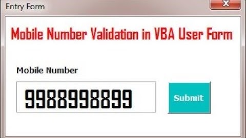 VBA: User form Validation for Mobile Number input