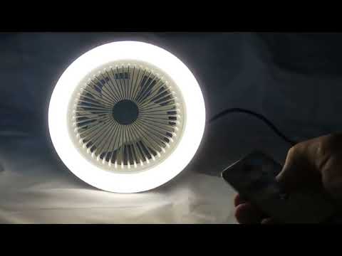 Універсальна лампа 48W з вентилятором 2в1 Світлодіодний Стельовий вентилятор з тришвидкісним режимом + Пульт, видео 1