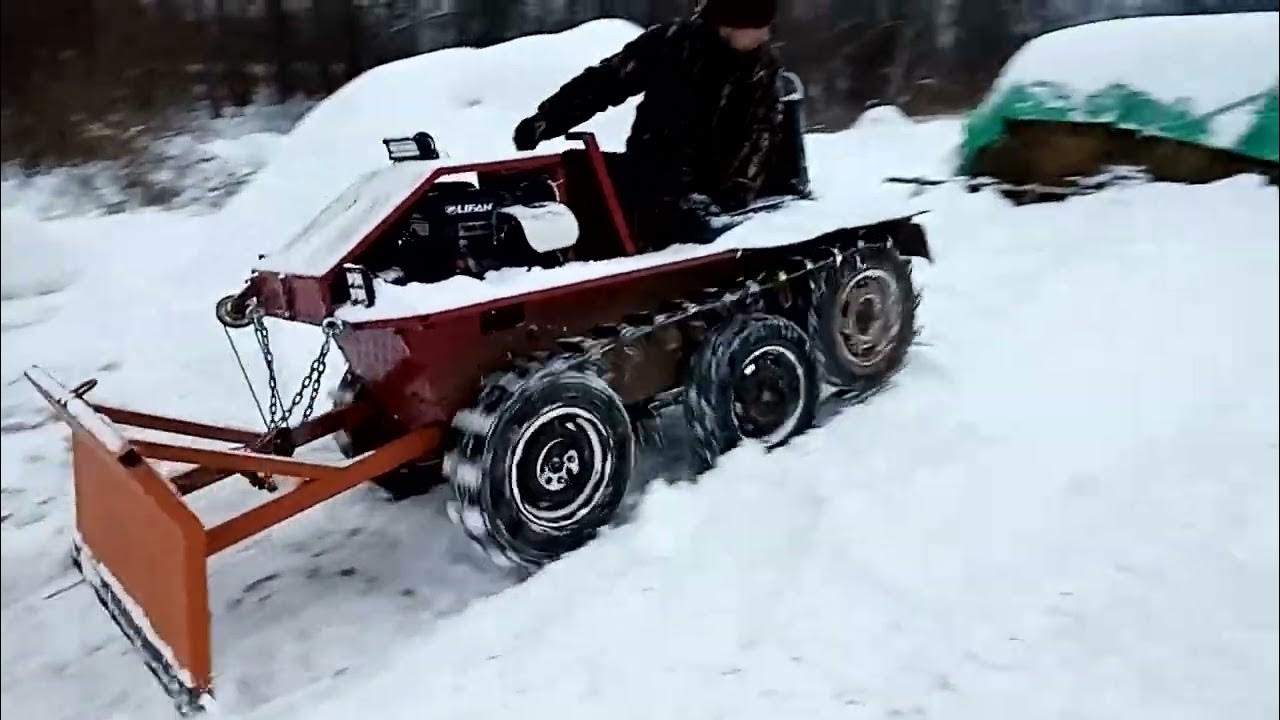самодельный гусеничный мини трактор. чистка снега - YouTube
