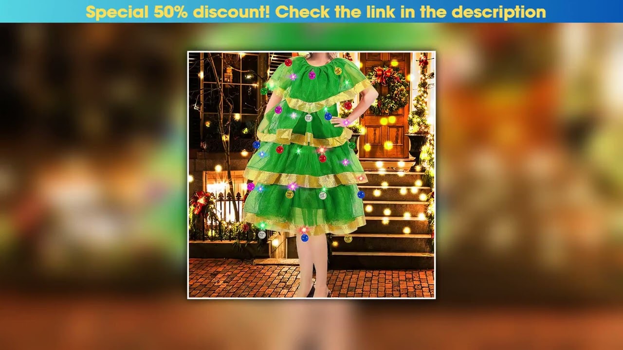 Top Womens Christmas Tree Costume Tulle Layered Ruffle Dress Cosplay Costumes for Party Stages•••••