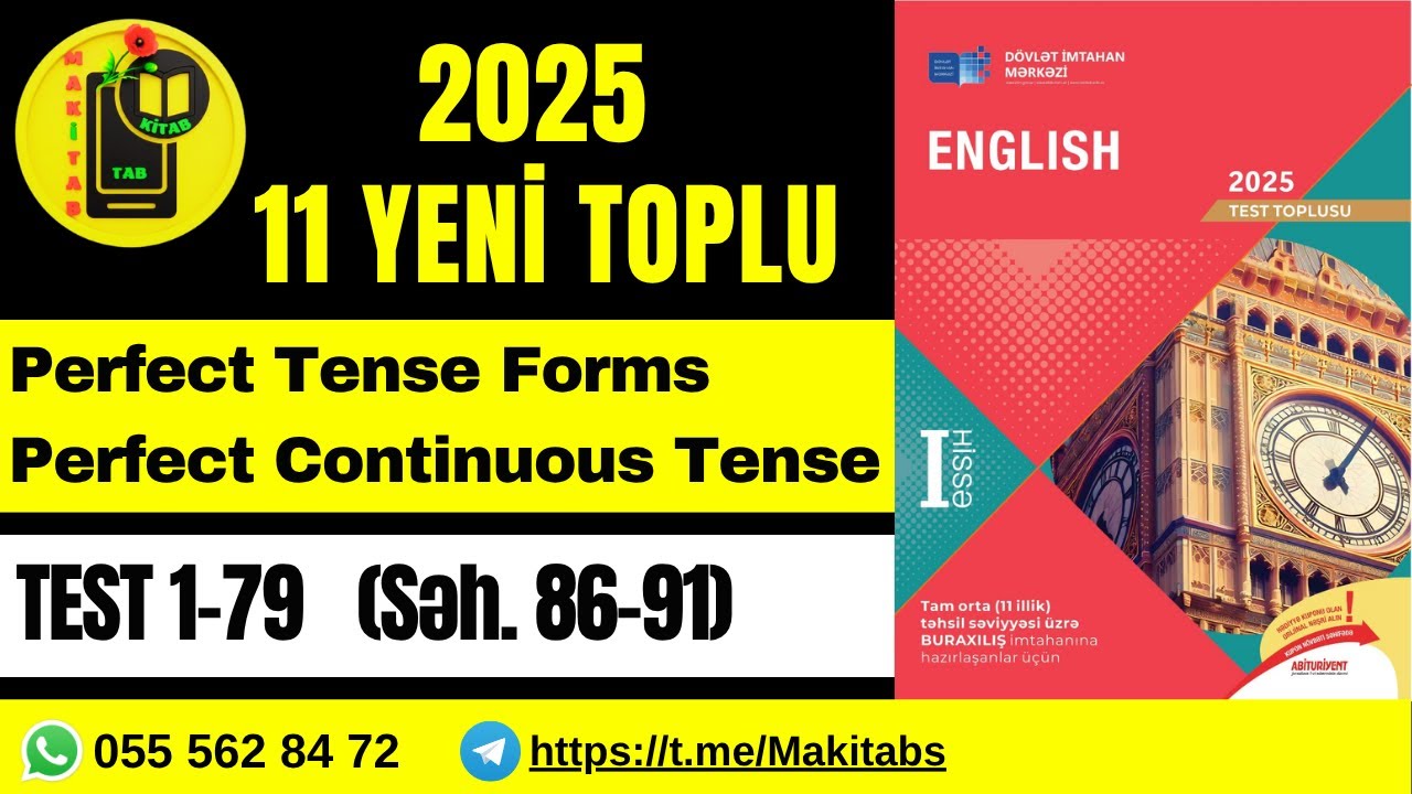 DİM 11-Cİ SİNİF TEST TOPLUSU 2025 İNGİLİS DİLİ | PERFECT TENSE FORMS, PERFECT CONTINUOUS TENSE FORMS