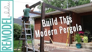 Here is a great addition that I built for my deck, a DIY Modern Deck Pergola. A simple design that has many functions and is easy to 