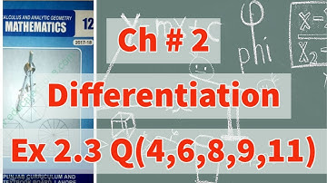 Ch 2 - Differentiation-  Exercise 2.3 Question 4,6,8,9,11 - 12th Class Math- Smart Syllabus