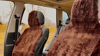 Шерстяні накидки в авто Шоколадні з овечої шерстя преміум якість ручна робота