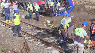 Tekirdağ tren kazasında enkaz kaldırma ve onarım çalışmaları başladı Resimi
