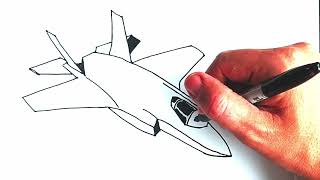 How To Draw a Fighter Jet Airplane  - F35