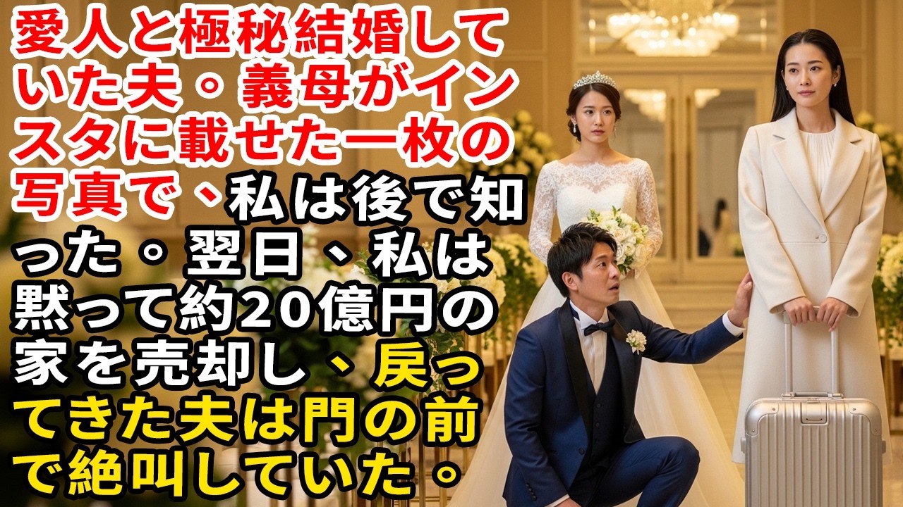 愛人と極秘結婚していた夫。義母がインスタに載せた一枚の写真で、私は後で知った。翌日、私は黙って約20億円の家を売却し、戻ってきた夫は門の前で絶叫していた。【婆媳故事】【靜默復仇】