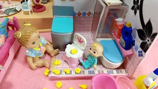 Two Barbie Doll Baby Take Care Morning Routine || DIY Mini Life in a Dreamhouse Barbie Doll