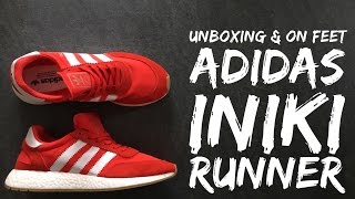 Adidas INIKI RUNNER BOOST 'red/white' | UNBOXING & ON FEET | fashion shoes | brand new 2017 | HD