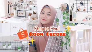 SHOPEE HAUL Room Decor Aesthetic Murah || Unboxing Peralatan Kamar Kost  | MONOKROM MINIMALIS