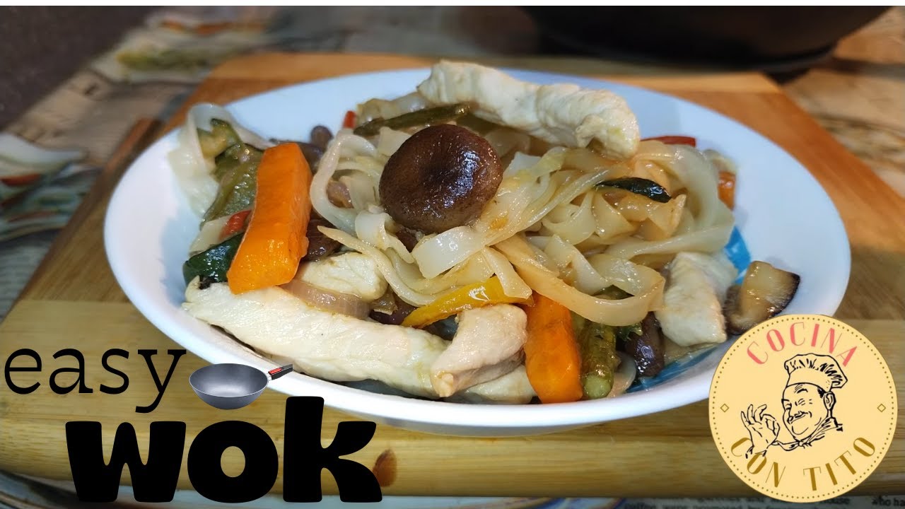 Saludable y super fácil WOK DE noodles POLLO Y VERDURAS