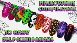 🕷 Easy Halloween Nails | Nail Art Compilation | Blood Drip Cobweb Spider Graveyard Ghost Candy Corn