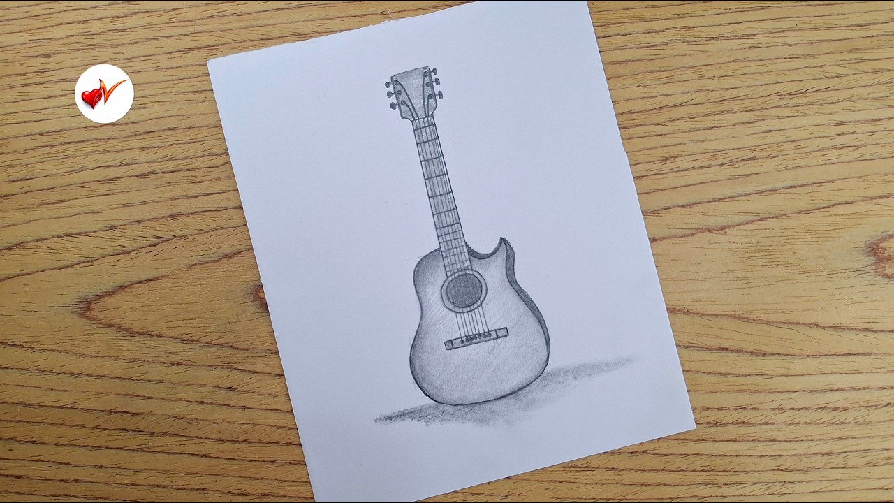 How to Draw a Guitar with Pencil | Realistic Guitar Drawing